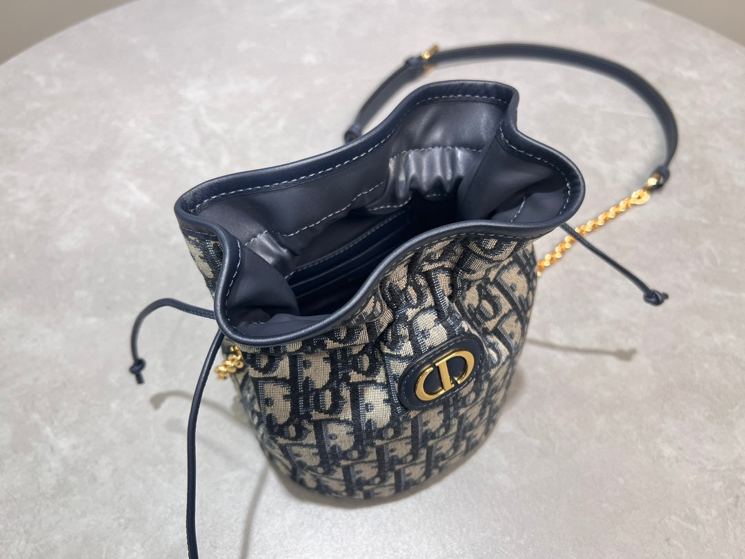 Dior Oblique Backpack - Blue Jacquard with Gold CD Logo