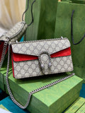 Gucci Dionysus GG Supreme Shoulder Bag - Red Suede & Canvas