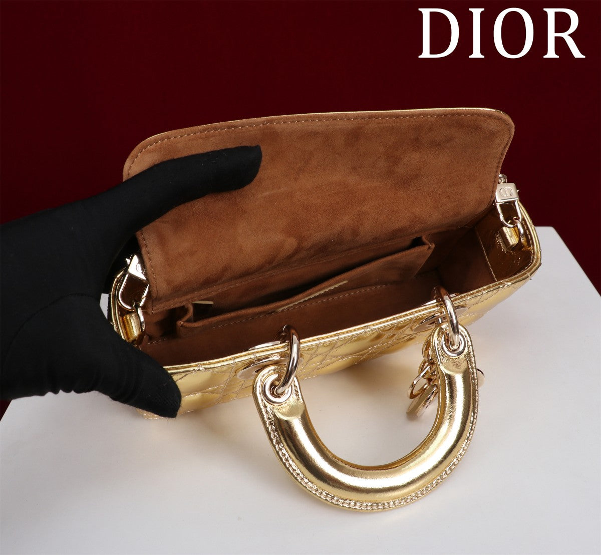 Lady Dior Bag in Metallic Gold Cannage Lambskin - Mirror Quality