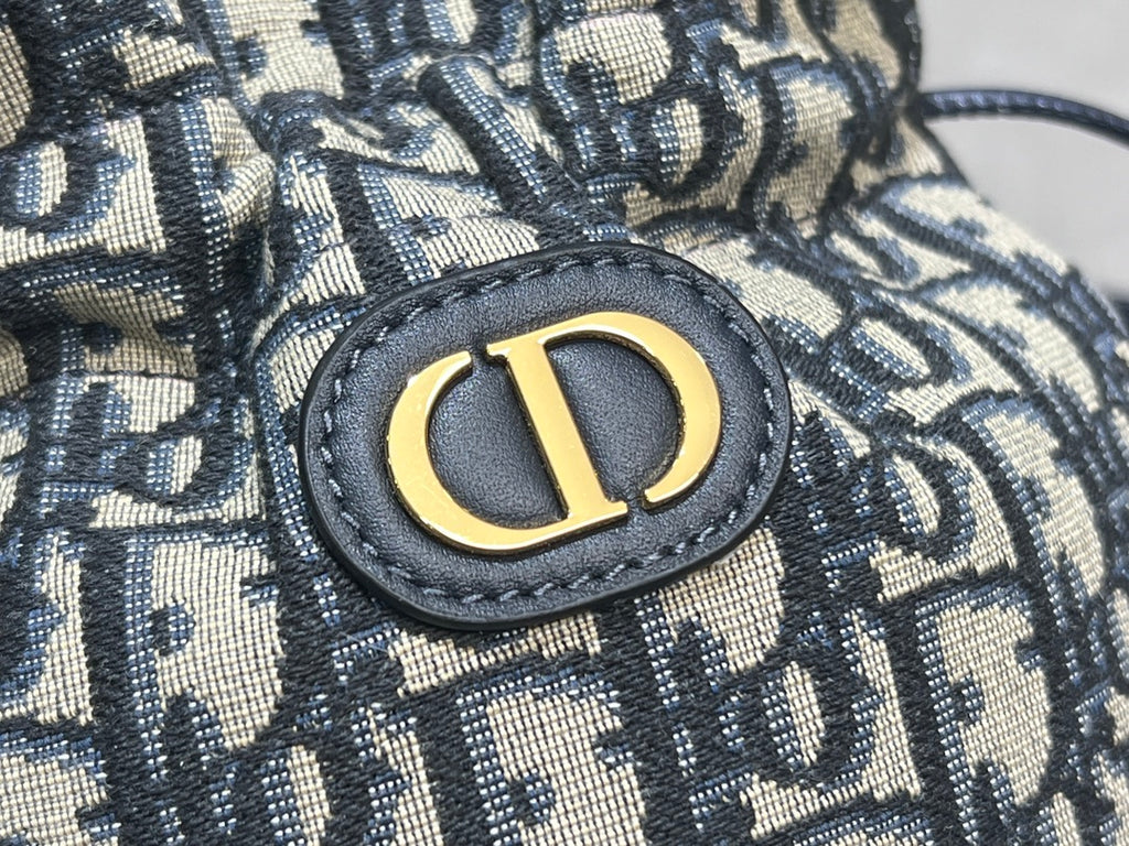 Dior Oblique Backpack - Blue Jacquard with Gold CD Logo