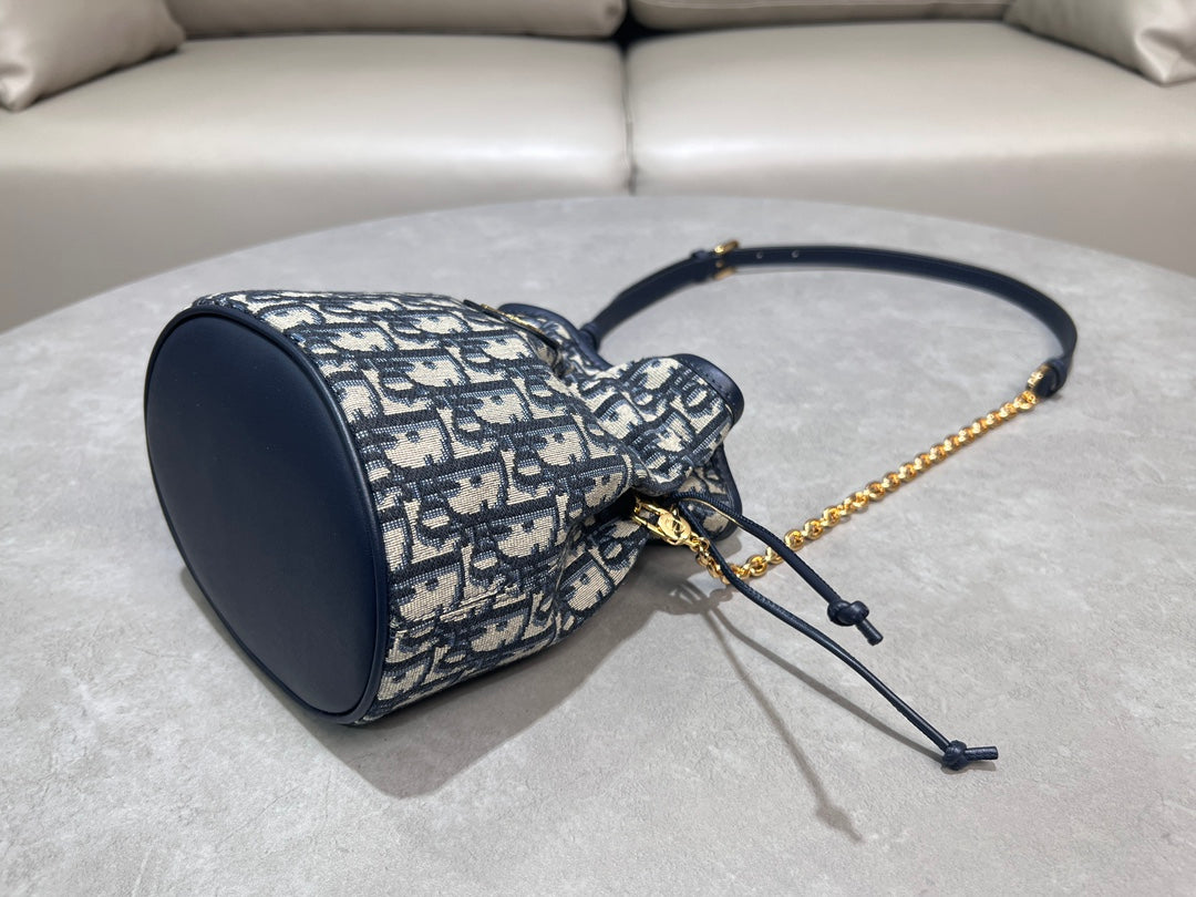Dior Oblique Backpack - Blue Jacquard with Gold CD Logo