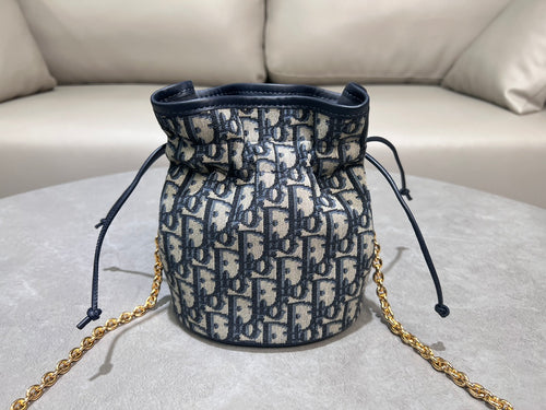 Dior Oblique Backpack - Blue Jacquard with Gold CD Logo