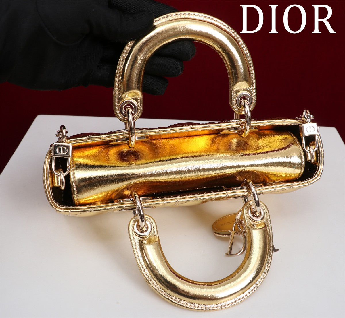 Lady Dior Bag in Metallic Gold Cannage Lambskin - Mirror Quality