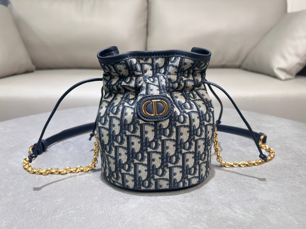 Dior Oblique Backpack - Blue Jacquard with Gold CD Logo