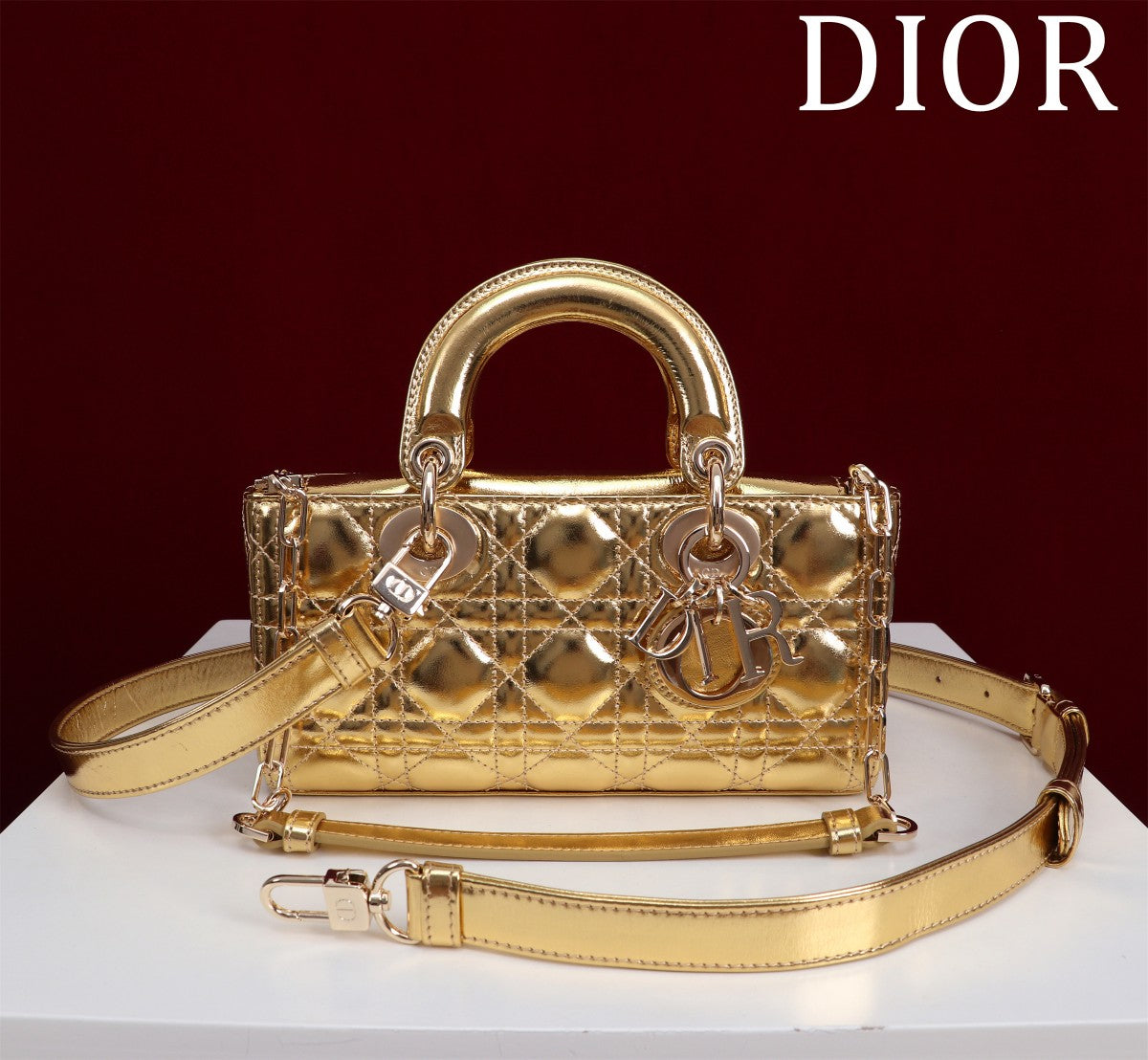 Lady Dior Bag in Metallic Gold Cannage Lambskin - Mirror Quality