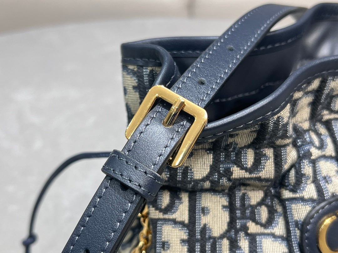 Dior Oblique Backpack - Blue Jacquard with Gold CD Logo