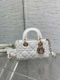 Lady Dior Bag in White Cannage Lambskin with Gold-Finish Hardware