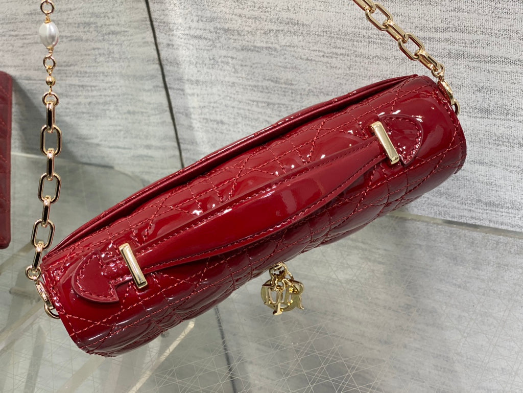 Stunning Red Dior Handbag - Iconic Gold Charms