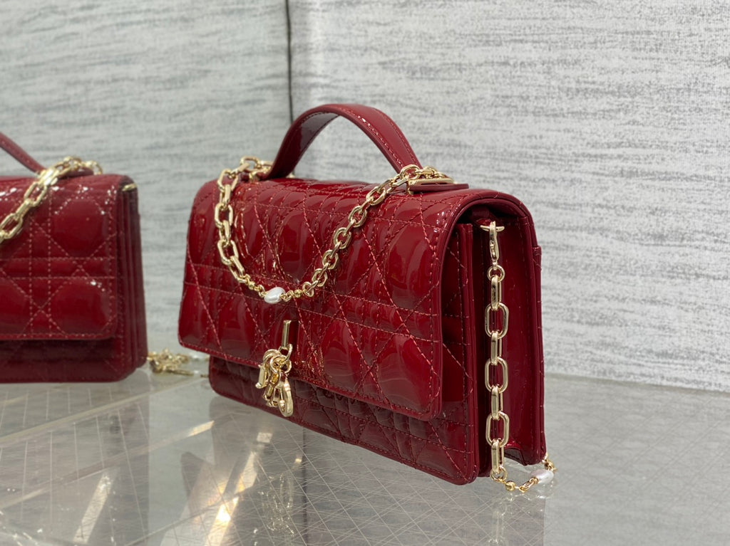 Stunning Red Dior Handbag - Iconic Gold Charms