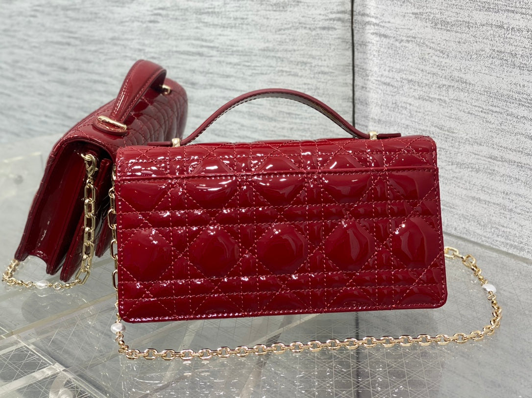 Stunning Red Dior Handbag - Iconic Gold Charms