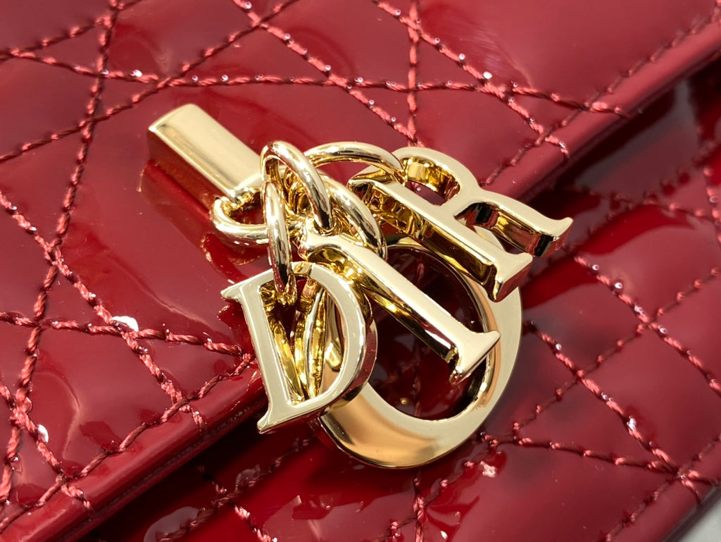 Stunning Red Dior Handbag - Iconic Gold Charms