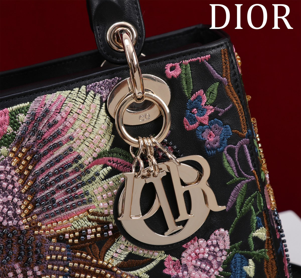 Lady Dior Medium Bag - Multi-Color Embroidery with Silver Hardware