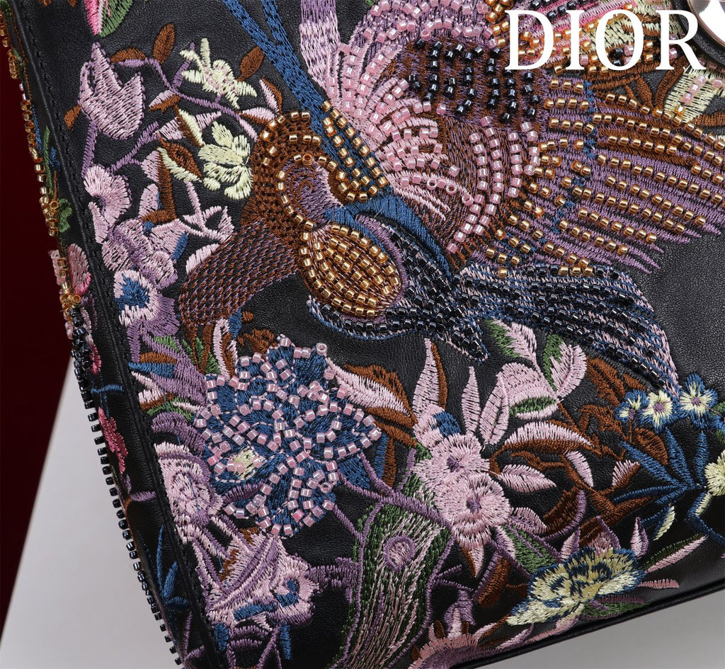Lady Dior Medium Bag - Multi-Color Embroidery with Silver Hardware
