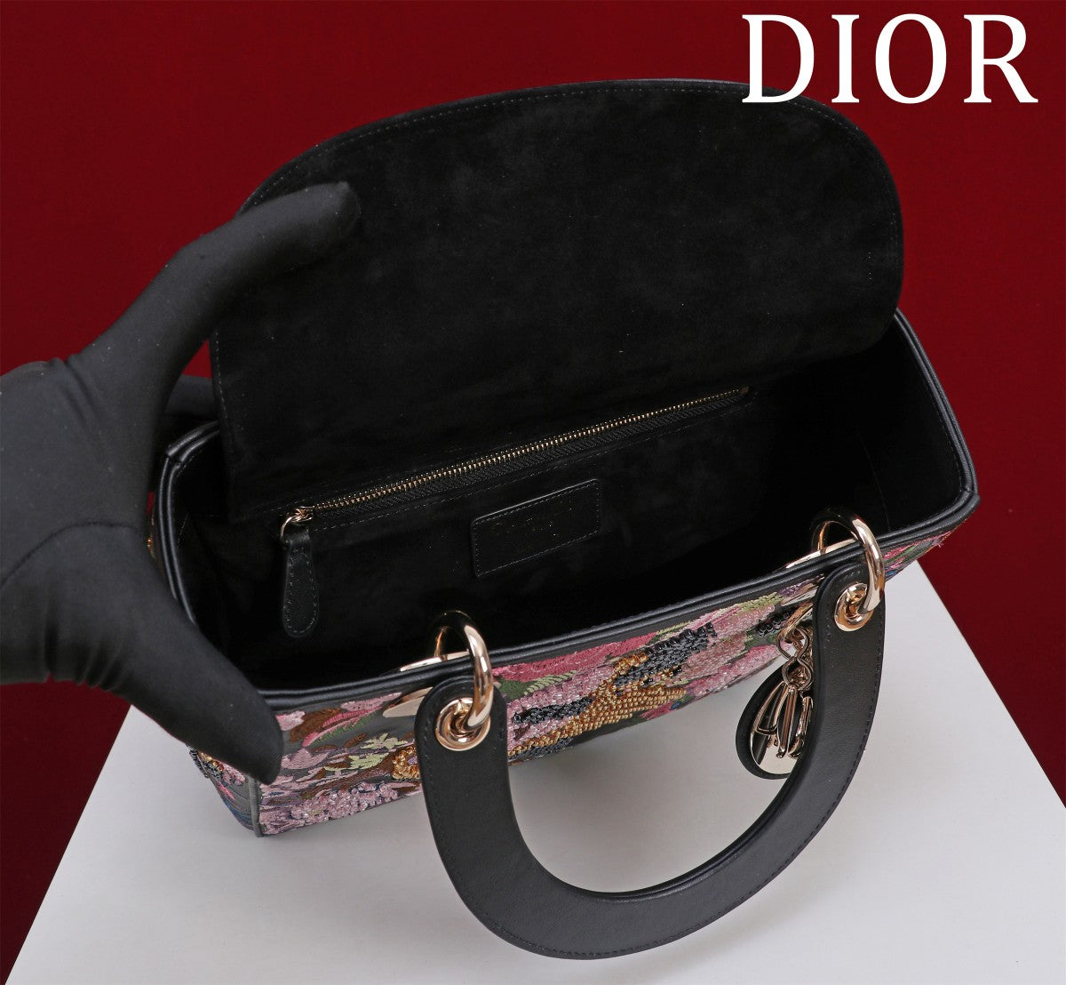 Lady Dior Medium Bag - Multi-Color Embroidery with Silver Hardware