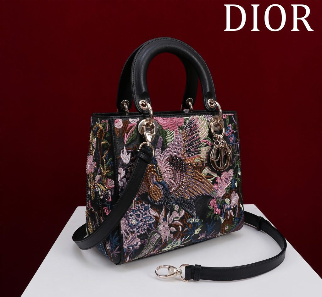 Lady Dior Medium Bag - Multi-Color Embroidery with Silver Hardware