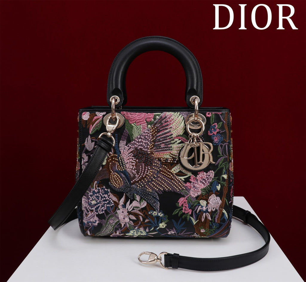 Lady Dior Medium Bag - Multi-Color Embroidery with Silver Hardware