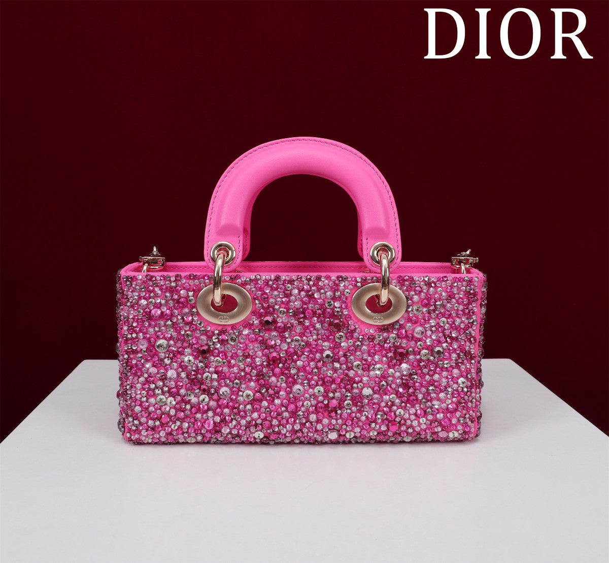 Modern & Chic Description
Title: Stunning Pink Beaded & Sequined Lady Dior Bag.