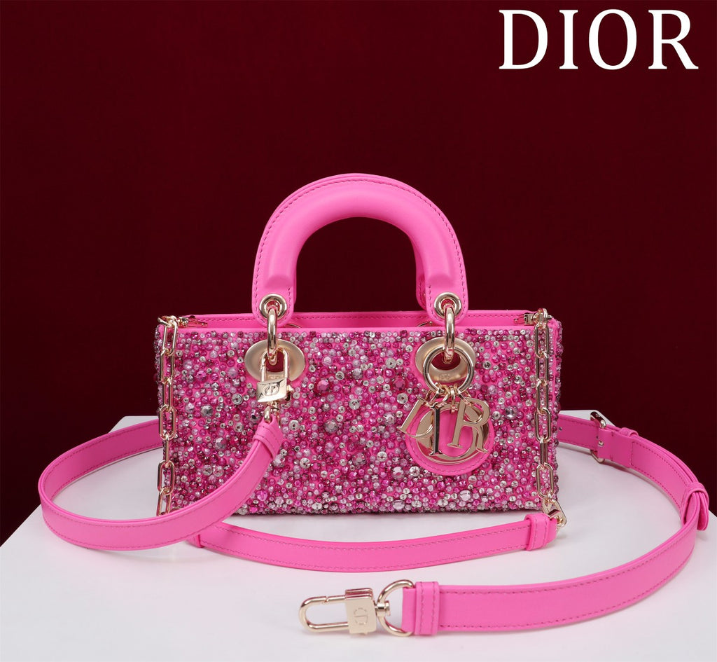 Modern & Chic Description
Title: Stunning Pink Beaded & Sequined Lady Dior Bag.