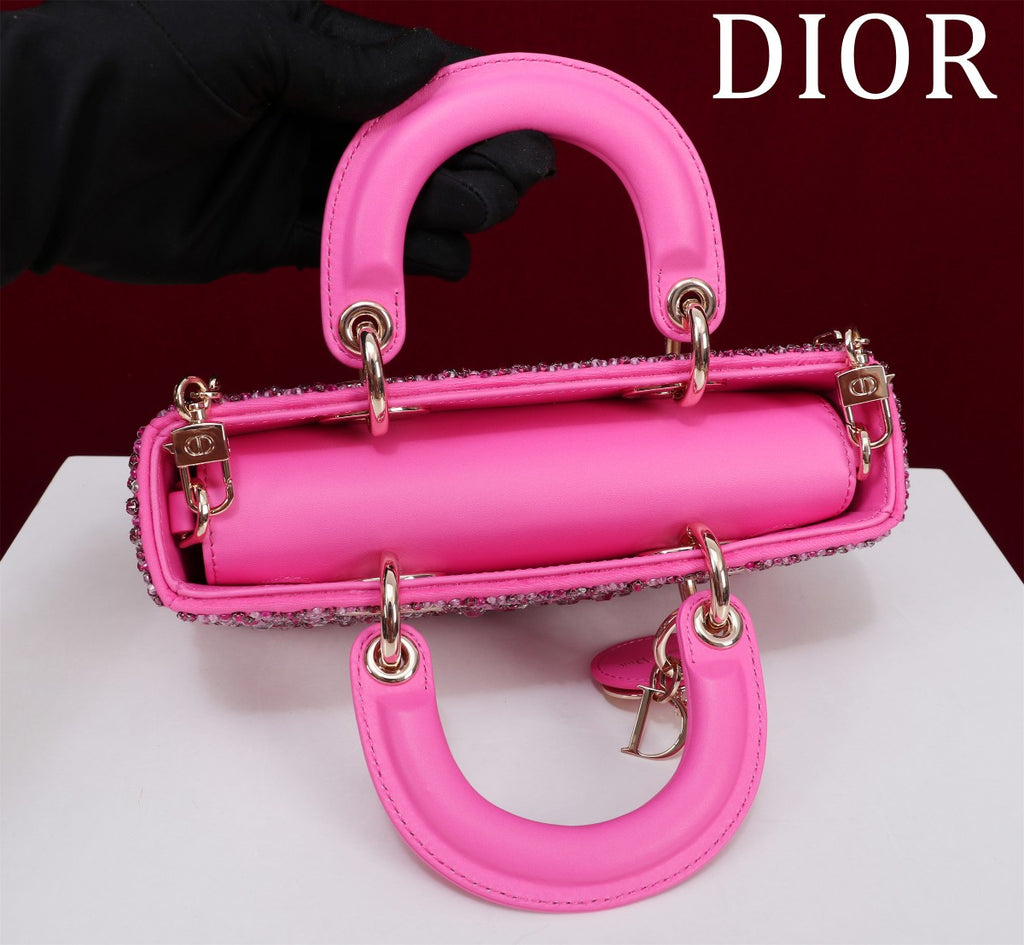 Modern & Chic Description
Title: Stunning Pink Beaded & Sequined Lady Dior Bag.